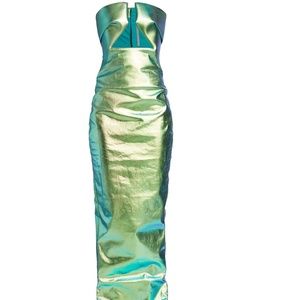 Rick Owens Strapless Pronged Green Iridescent Gown